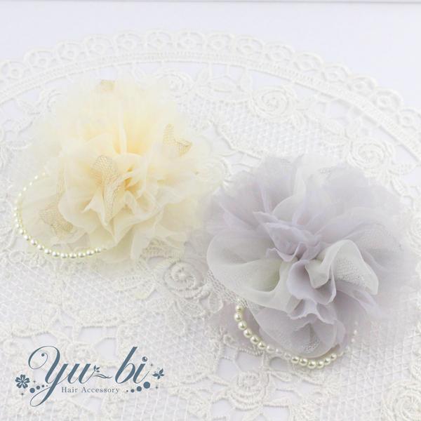 【定形外郵便OK２９０円】 コサージュ/ふんわりバイカラーオーガンジー ラメ入りチュール c83☆ベ...