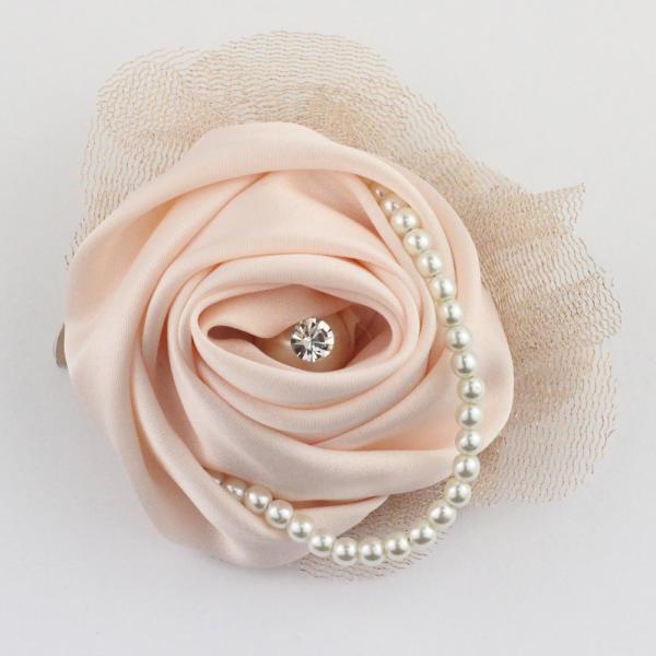 【定形外郵便OK２９０円】コサージュ/サテン ローズ 上品 ラメいりチュール c84☆ピンク   卒...