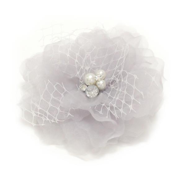 【ゆうパケット送料250円】コサージュ/華やか 大きめ お花 パール ラインストーン  レース c8...