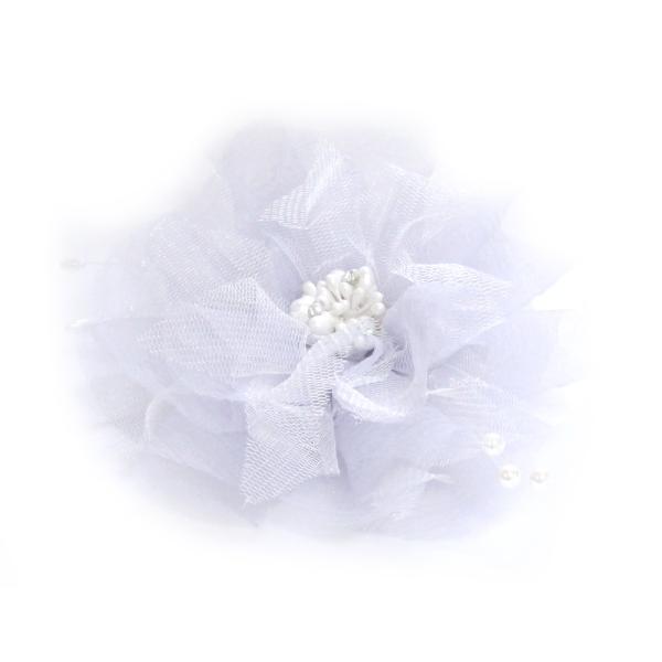 【定形外郵便OK２９０円】コサージュ/華やか レースチュール ワイヤーパール c87☆シルバーグレー...