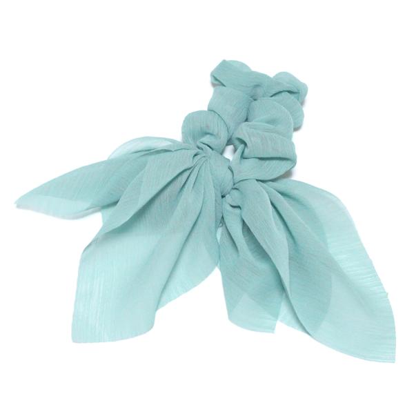 【ゆうパケット送料250円】シュシュ/ふわふわ リボン 韓国 スカーフ 涼し気 くすみカラー トレン...