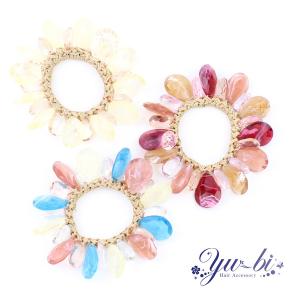 ヘアゴム/爽やか クリア 楕円 ビーズ じゃらじ...の商品画像