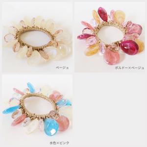 ヘアゴム/爽やか クリア 楕円 ビーズ じゃら...の詳細画像4