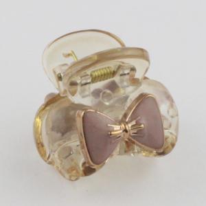 【ゆうパケット送料250円】ヘアクリップ/ミニミニバンスクリップ リボン k142☆クリア×ピンク 前髪どめ