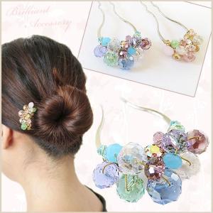 かんざし 爽やかきらきらクリアビーズ簪 和装浴衣着物s3