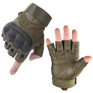 J-HARK サバゲー グローブ 指なし ハーフフィンガー タクティカルグローブ サイクリング バイク 手袋 (グリーン， XL)