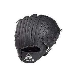 Amyu 野球 グローブ グラブ 子供 大人 軟式 一般 オールラウンド キャッチボール 練習用 初心者用 右利き 合皮 3サイズ (ブラック， 12