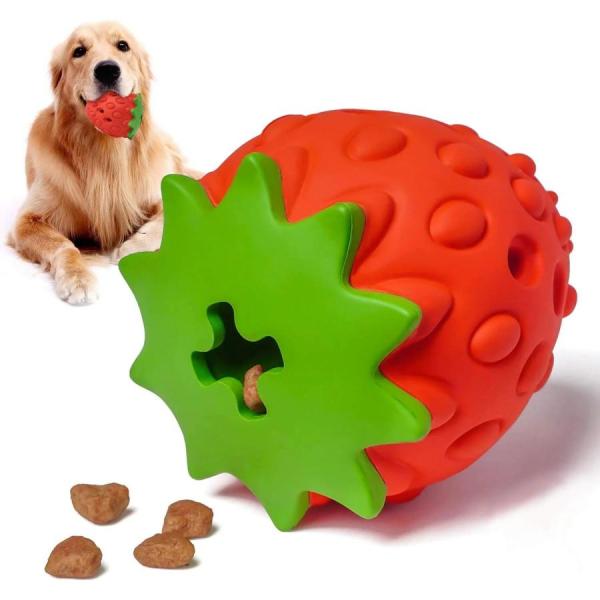 犬おもちゃ 犬噛むおもちゃ 犬用 柔らかい イチゴ 玩具ボール ラバー製 知育玩具 餌入れ おやつボ...