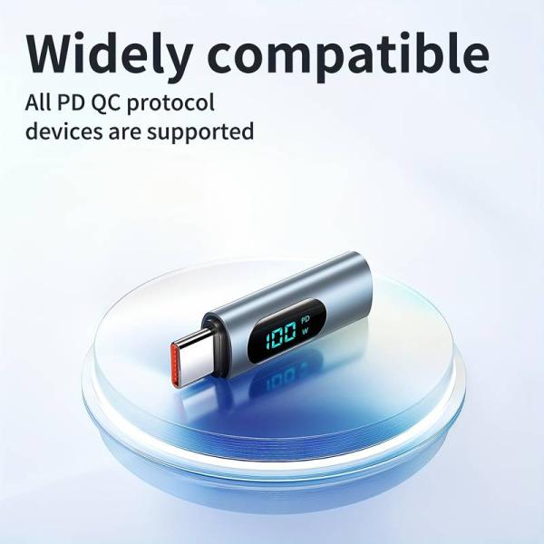 USB Type-C 充電状況が見える ワットチェッカー PD100W デジタルディスプレイアダプタ...