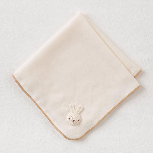 Amorosa mamma ガーゼハンカチ/手編みモチーフ/うさぎ/オーガニックコットン/日本製/出...