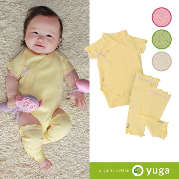 【箱入り】前あきボディ半袖＋レッグウォーマーのセット【天然染め】yuga☆オーガニックコットンのベビ...