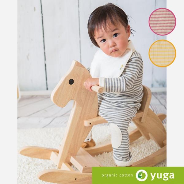 yuga　ボーダー・ロンパース　オーガニックコットン100%／日本製【出産祝い】