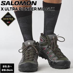 サロモン SALOMON X ULTRA PIONEER MID GTX PEAT/QUIET SHADE/BIKING RED アウトドアシューズ｜yugakujin