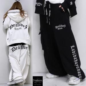 Dealivez 刺繍ロゴ カーゴパンツ Wide ワイドパンツ BOYS : yugstyle