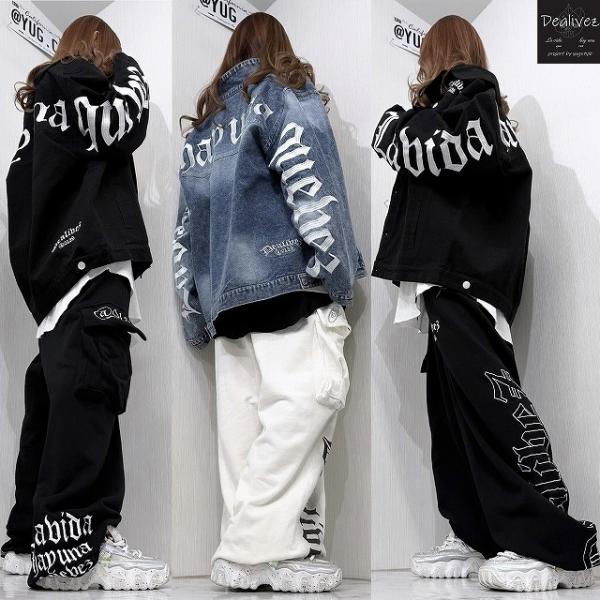 Dealivez DENIM JK Black Letter ロゴ刺繍 デニム ジャケット Gジャン