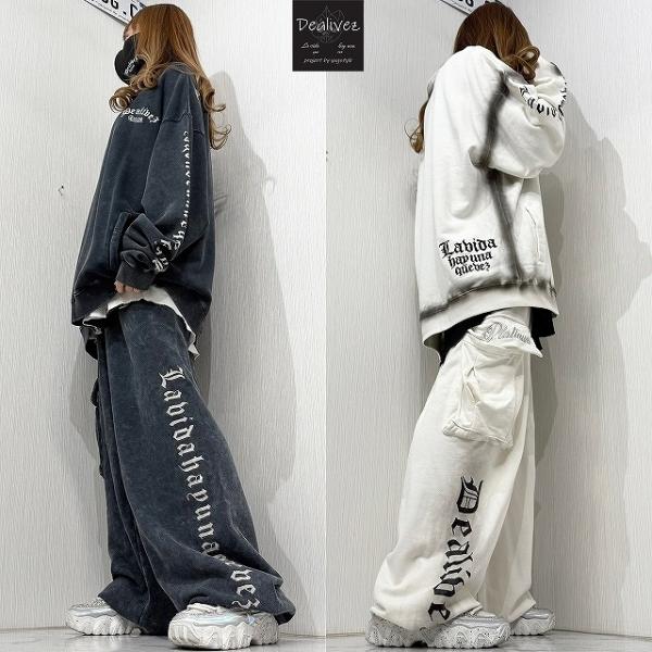 Dealivez Platinum・Black Letter 特殊加工 刺繍 スウェット トレーナー...
