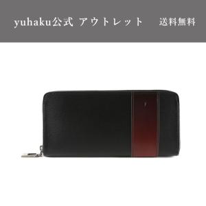 【yuhaku正規品 アウトレット】 ラウンドファスナーウォレット ブラック ワイン Wine ユハク メンズ 本革 正規品 公式 YAL114｜yuhaku