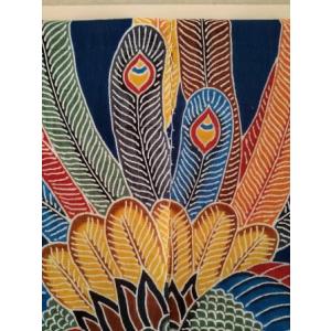 麻のれん紺地鳳凰柄90×150の詳細画像2