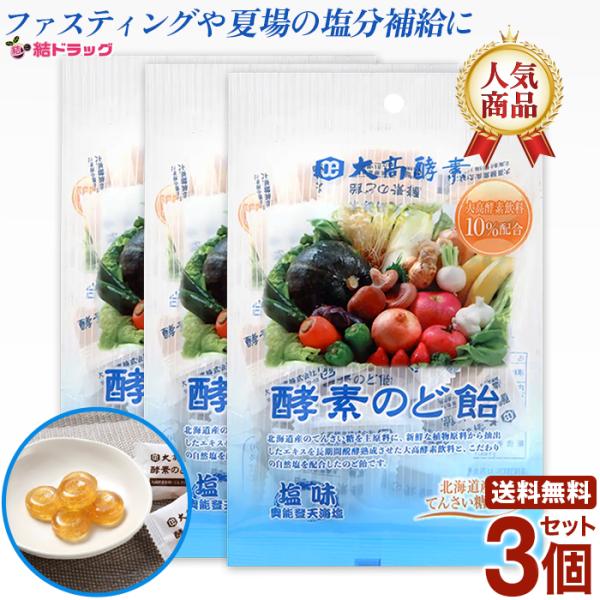 3個セット 大高酵素　酵素のど飴　塩味  80ｇ 大酵素飲料と、こだわりの自然塩を配合 ファスティン...