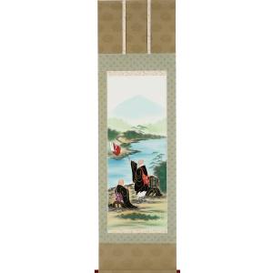 掛軸 (掛け軸) 親鸞七高僧 山村観峰 尺五立 約横54.5×縦190cm g4299
