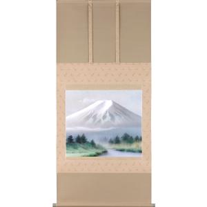 掛軸 (掛け軸) 彩色山水 中川幸彦 尺五立 約横59×縦190cm p9934 山水