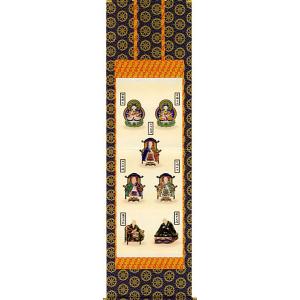 掛軸 (掛け軸) 親鸞七高僧 山村観峰 尺五立 約横54.5×縦190cm g4299