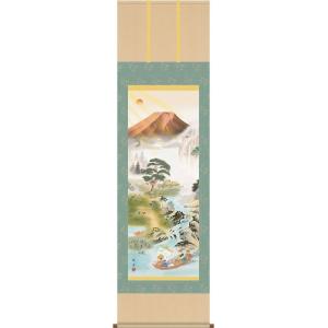 掛軸 吉祥四季開運之図 190×54.5cm(装飾 絵 レトロ 和室 客間 床の間