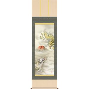 掛軸 吉祥四季開運之図 190×54.5cm(装飾 絵 レトロ 和室 客間 床の間