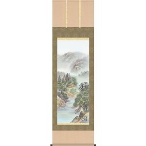 掛軸 (掛け軸) 水墨山水 中沢樹芳 尺五立 約横54.5×縦190cm p9798 山水