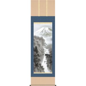掛け軸 水墨山水 （河合瑞渓） （掛軸小物なし） 【掛軸】 : 掛け軸