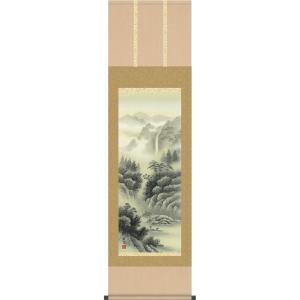 掛け軸 彩色山水 （佐藤竹風） （掛軸小物なし） 【掛軸】 : 掛け軸