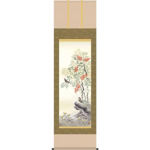 掛軸 (掛け軸) 冬用 南天福寿 高見蘭石 尺五立 約横54.5cm×縦190cm g4122 冬 冬掛 冬掛け 花鳥 厄除け 厄除 縁起 贈答 贈り物｜yuinouyasan