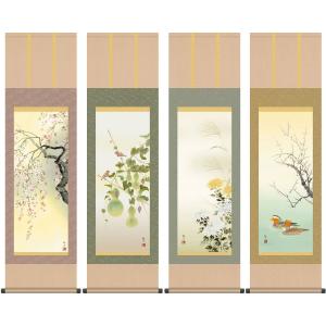 掛け軸 四季花鳥揃 (長江桂舟) 掛軸 : 掛け軸・絵画の専門店 掛軸堂