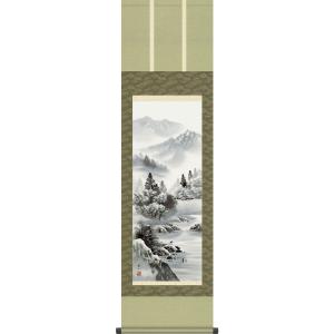 掛軸 (掛け軸) 水墨山水 国関秀峰 尺五立 約横54.5×縦190cm p9676 山水