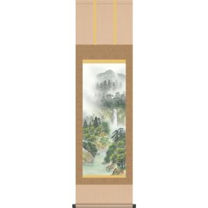 掛軸 (掛け軸) 富士山水 井原蒼竹 尺三立 約横44.5×縦164cm d9718 山水