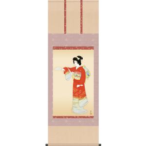 掛軸 掛け軸 本格ミニ掛軸 母子 上村松園 約横28cm×縦75cm ミニサイズ