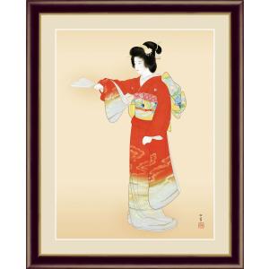 上村松園 序の舞 （F6サイズ）（紐・フック付） 日本の名画 約縦52×横42cm インテリアアート（額絵） 伝統の日本画 g5550 額入り アート リビング 玄関｜yuinouyasan