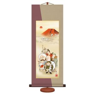 【真作】掛軸　宇田川彩悠　高精彩工芸画　赤富士双鶴　吉祥画　共箱入　R169 真作】掛軸 宇田川彩悠 高精彩工芸画 赤富士双鶴 吉祥画 共箱入