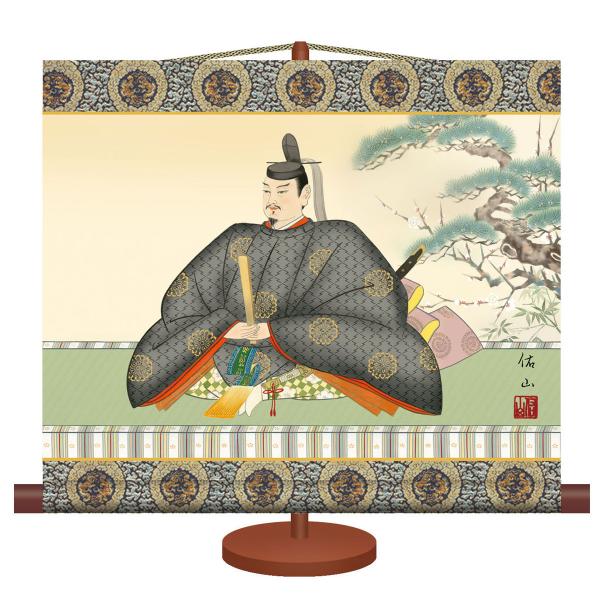 掛軸 (掛け軸) 天神 奥居佑山 約横44.5cm×縦39cm (専用スタンド付) g6517 KM...