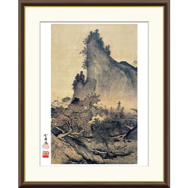 雪舟 四季山水図　秋 （F8サイズ）（紐・フック付） 日本の名画 約縦61×横49.5cm インテリ...