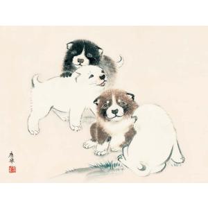 円山応挙 狗子図 (F8サイズ)(紐・フック付...の詳細画像1