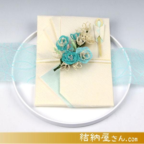 結納金だけの結納返し 結納返し金封フルールA（水引コサージュ・白丸盆付）