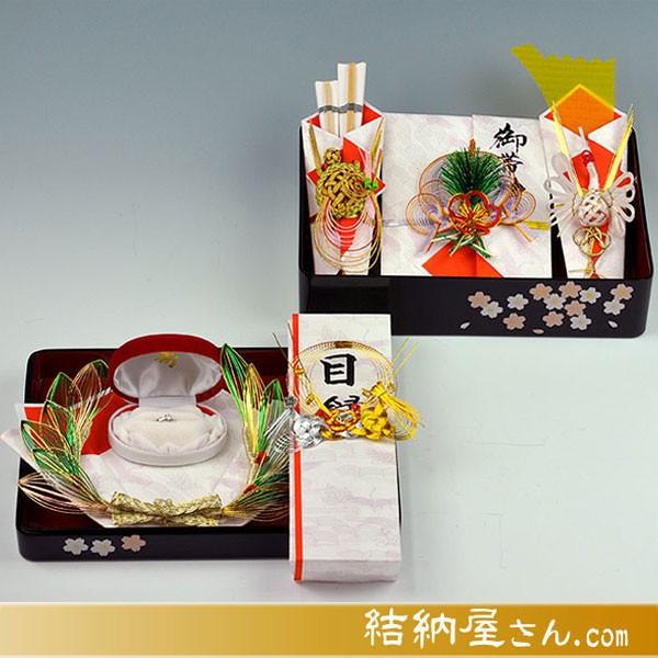 結納 略式結納品 桜花（おうか）アレンジセット３（目録(縦長)+指輪飾り付）