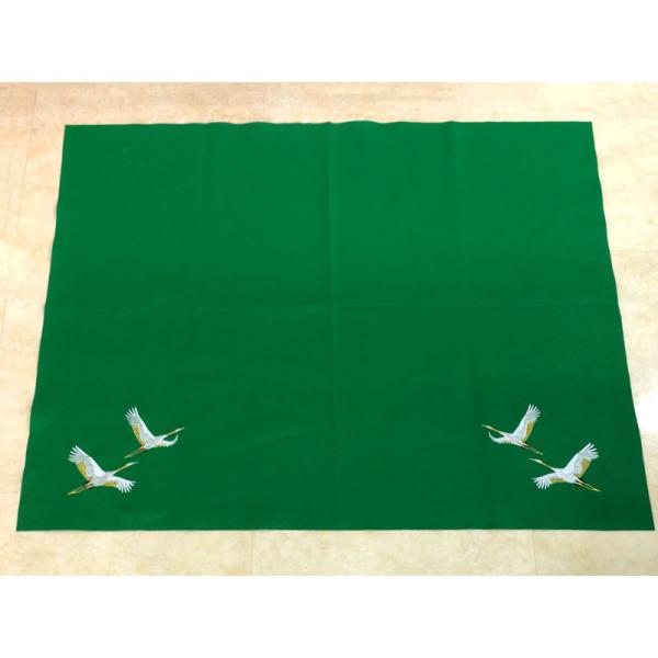 毛せん 松葉色 (刺繍入り・鶴 結納返し用）　100×78 cm（ウール）　毛氈
