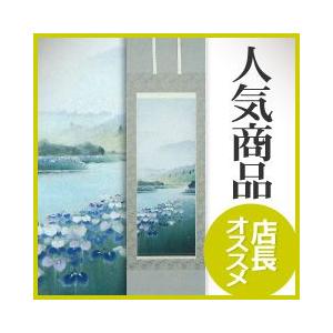 掛軸 (掛け軸) 夏用 菖蒲山水 佐藤眉山 尺五立 約横54.5×縦190cm p3901