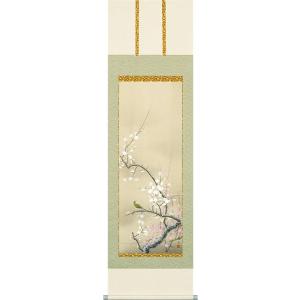 竹内栖鳳 掛け軸 梅に鶯 【掛軸】【一間床・半間床】【丈の短い掛軸