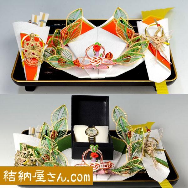 結納 記念品メインの結納品の同時交換 花みずき黒塗台 同時交換セット（毛せん付）