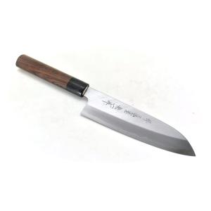 義弘作 切付出刃 包丁 白ニ鋼 上作 180mm 朴八角柄 水牛口輪柄 山脇