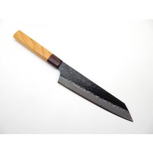 堺孝行《超青鋼/青紙スーパー黒打》剣型牛刀 190 mm【欅（けやき）八角柄】