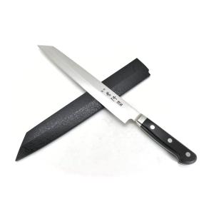 剣型　切付柳刃包丁 銀巻　黒檀　八角柄　knife シェフヒロ×三浦】三浦 佩 別誂「広」 銀紙三号 霞 水牛黒角口輪